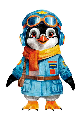 Penguin Pilot Illustration