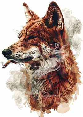 Smoking Fox Illustration