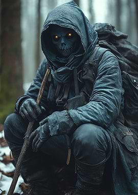 Hooded Figure in Forest