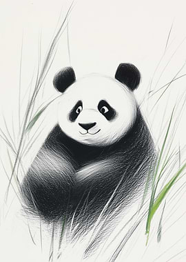 Cute Panda in Grass