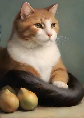 Cat Portrait with Pears