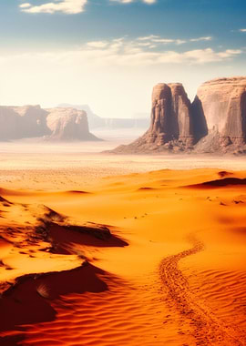 Desert Landscape with Footprints