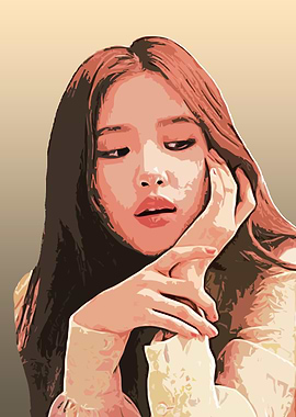 Rose Blackpink Woman with Long Hair