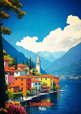Lake Como Art Poster
