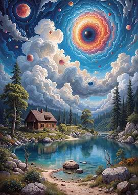 Cosmic Cabin by the Lake