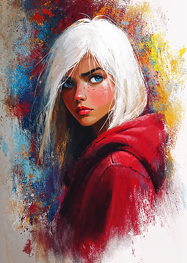 White-Haired Girl in Red