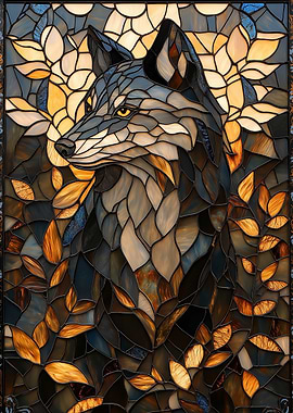 Stained Glass Wolf