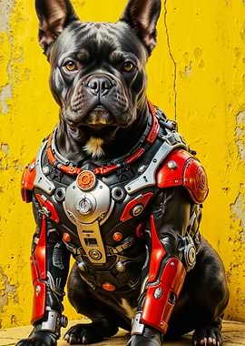 French Bulldog in Futuristic Armor