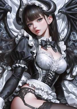 Devil Maid with Wings Anime Girl Waifu Gaming