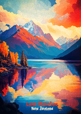 Lake Wakatipu Art Poster