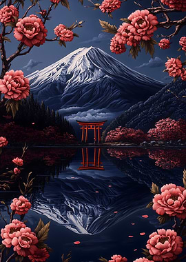 Mount Fuji Reflection Japanese Landscape