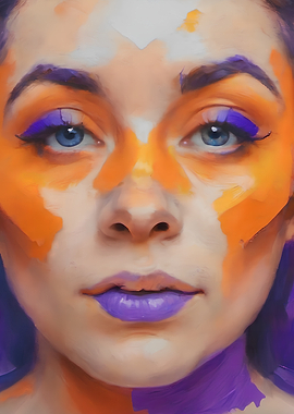 Woman with Orange and Purple Makeup