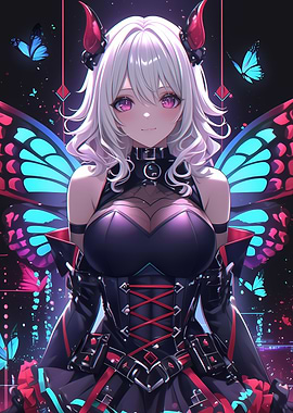 Anime Girl with Butterfly Wings