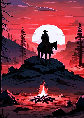 Cowboy at Sunset