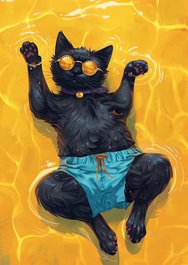 Cool Cat in Pool