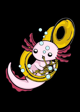 Axolotl Playing Sousaphone Kids Marching Band Sousaphone