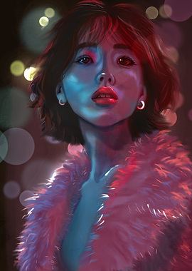 Woman in Neon Lights