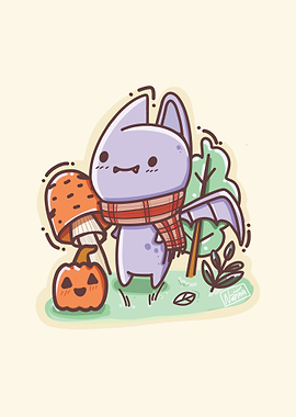 Cute Bat Halloween Illustration