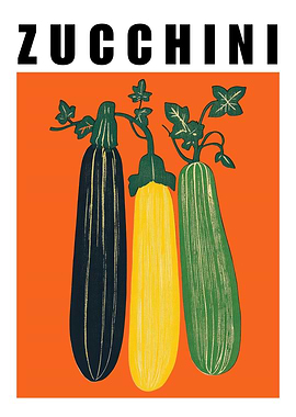 Zucchini Vegetable Art Kitchen Poster