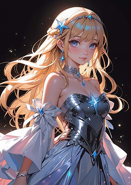 Anime Girl with Starry Dress