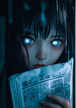 Blue-Eyed Girl with Newspaper