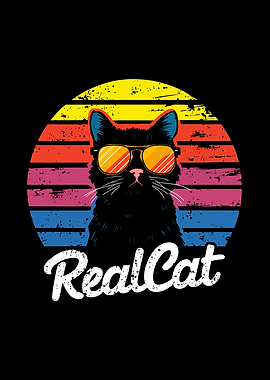 Cool Cat Retro Sunset