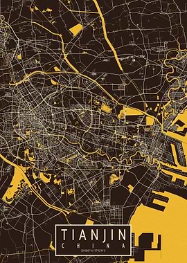 Tianjin City Map China Pastel
