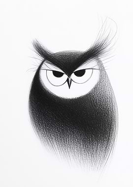 Black and White Owl Illustration