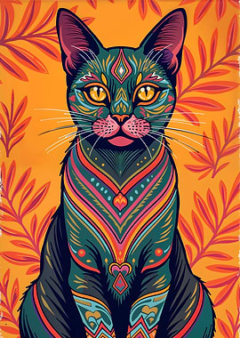 Colorful Cat Illustration