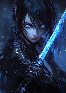 Anime Girl with Blue Sword