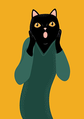 Surprised Black Cat