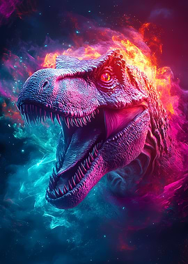 Fiery T-Rex in Space