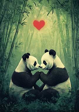 Panda Love in Bamboo Forest