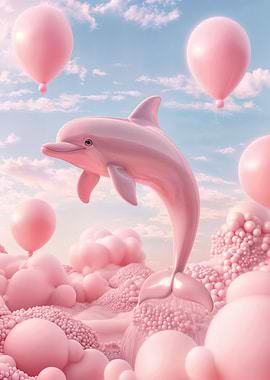 Surreal Pastel Dolphin