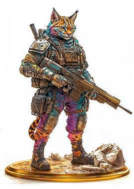 Cat Soldier Statue