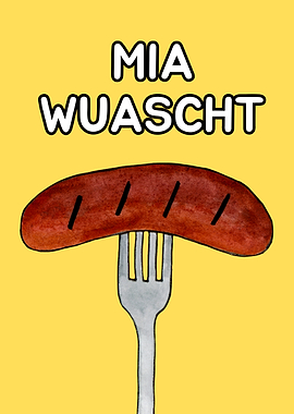 German Sausage on Fork 'Mia wuascht'