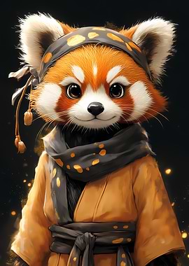 Red Panda in Kimono Animal