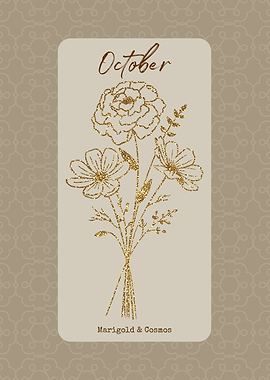 October Birth Month Flower Marigold and Cosmos