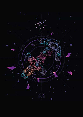Floral Sagittarius Zodiac Constellation