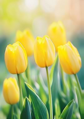 Yellow Tulips in Sunlight