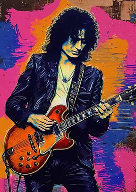 James Patrick Page Guitarist in Pop Art Style