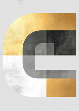Gold and Grey Letter C