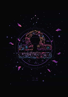 Floral Libra Zodiac Constellation