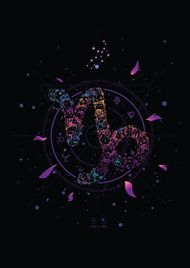 Floral Capricorn Zodiac Constellation
