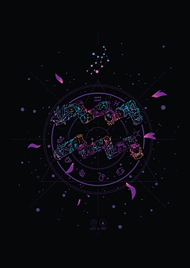 Floral Aquarius Zodiac Constellation