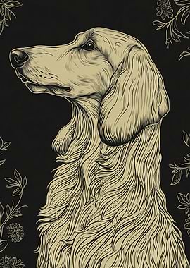 Dog Portrait in Black and Gold