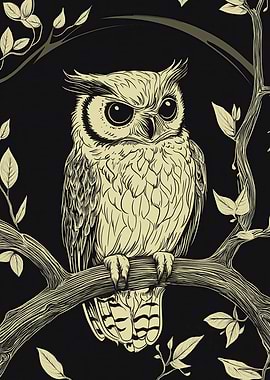 Owl in Tree Branch