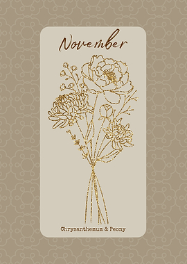 November Birth Month Flower Chrysanthemum and Peony