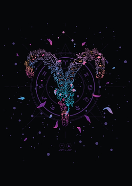 Floral Aries Zodiac Constellation