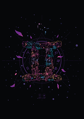 Floral Gemini Zodiac Constellation